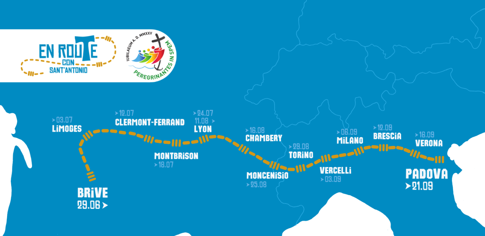 Mappa del cammino En Route con sant’Antonio